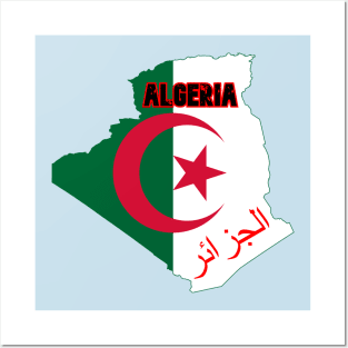 Algeria map & flag Posters and Art